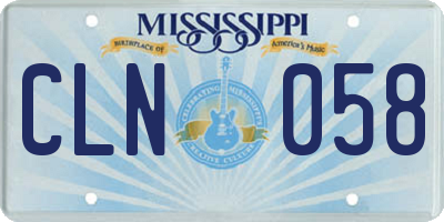 MS license plate CLN058