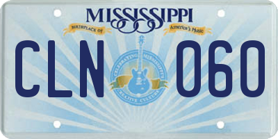 MS license plate CLN060