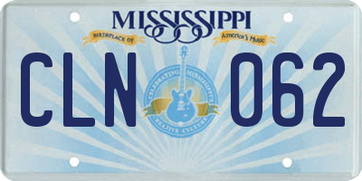 MS license plate CLN062