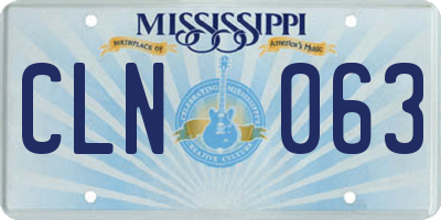 MS license plate CLN063