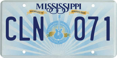 MS license plate CLN071
