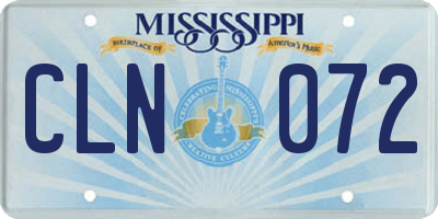 MS license plate CLN072