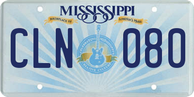 MS license plate CLN080