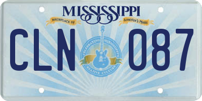 MS license plate CLN087