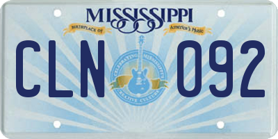MS license plate CLN092