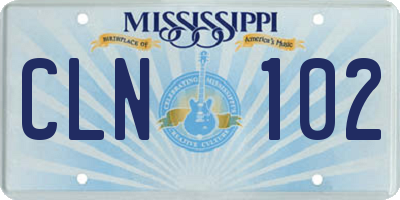 MS license plate CLN102