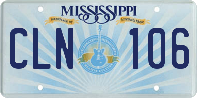MS license plate CLN106