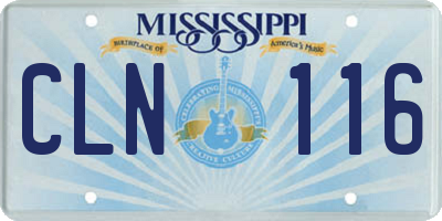 MS license plate CLN116