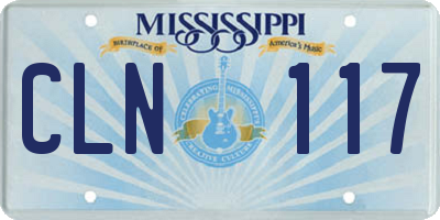 MS license plate CLN117