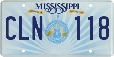 MS license plate CLN118