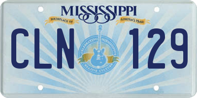 MS license plate CLN129