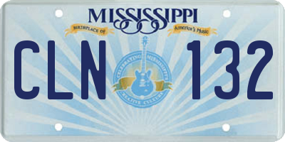 MS license plate CLN132