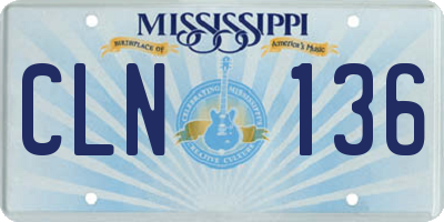 MS license plate CLN136