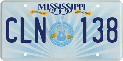 MS license plate CLN138
