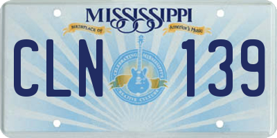 MS license plate CLN139