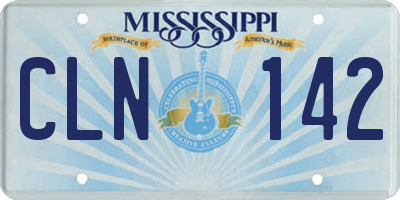 MS license plate CLN142