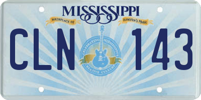 MS license plate CLN143
