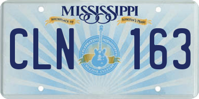 MS license plate CLN163