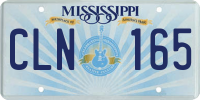 MS license plate CLN165