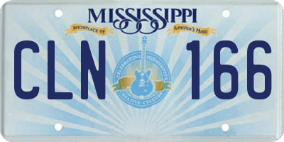 MS license plate CLN166