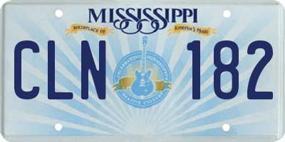 MS license plate CLN182