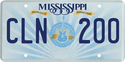 MS license plate CLN200