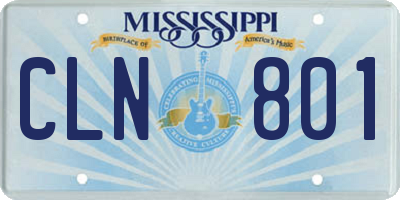 MS license plate CLN801