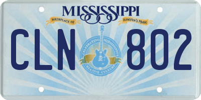 MS license plate CLN802