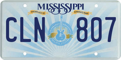 MS license plate CLN807