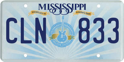 MS license plate CLN833
