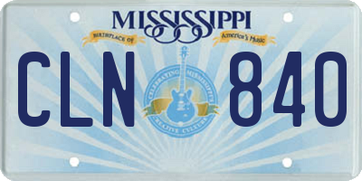 MS license plate CLN840
