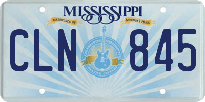 MS license plate CLN845