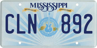 MS license plate CLN892