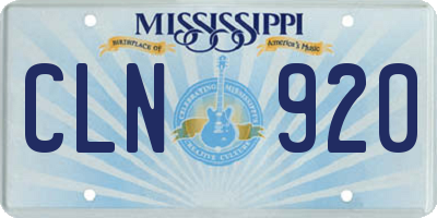 MS license plate CLN920