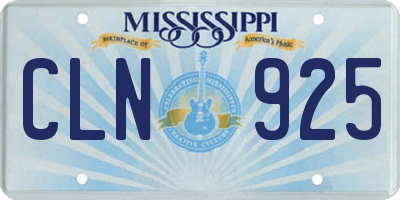 MS license plate CLN925