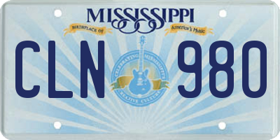 MS license plate CLN980