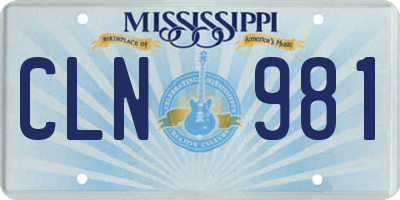 MS license plate CLN981