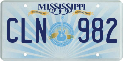 MS license plate CLN982