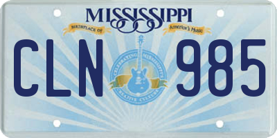 MS license plate CLN985