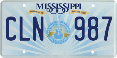 MS license plate CLN987