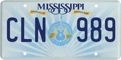 MS license plate CLN989