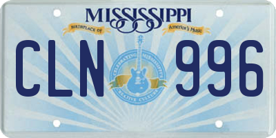 MS license plate CLN996