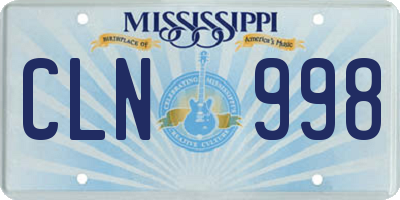 MS license plate CLN998