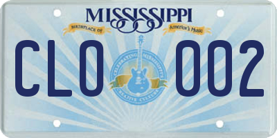MS license plate CLO002