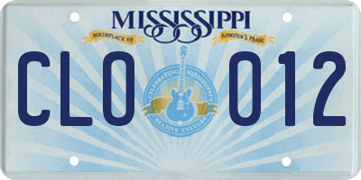 MS license plate CLO012