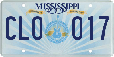 MS license plate CLO017