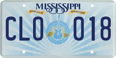 MS license plate CLO018