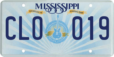 MS license plate CLO019