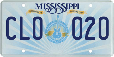 MS license plate CLO020