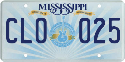 MS license plate CLO025